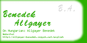 benedek allgayer business card